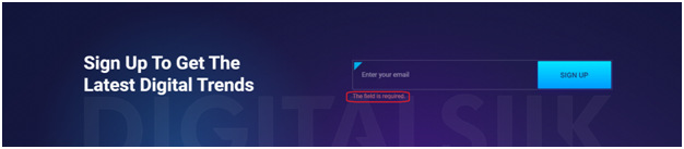 AK World featured example of  the feedback message in web design.
