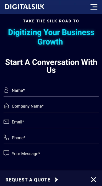 A screenshot of AK World's mobile website look.