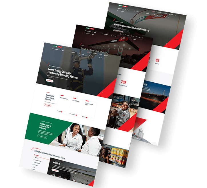 Three stacked images of Puma Energy's website design