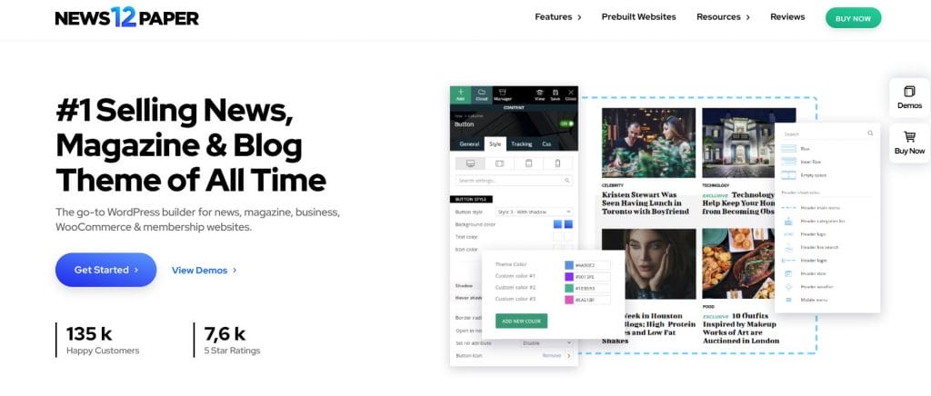Newspaper website homepage