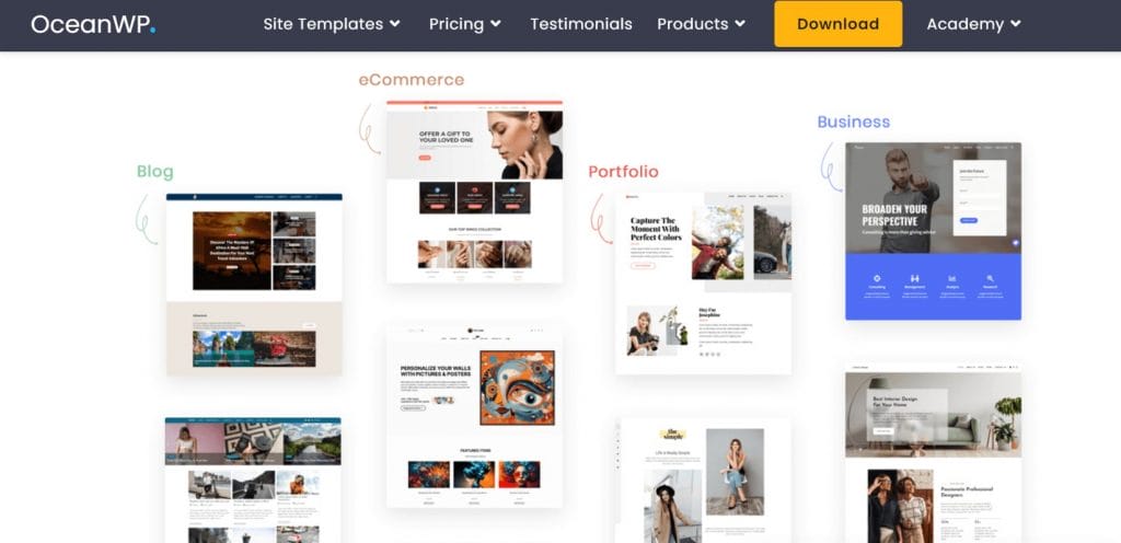 OceanWP website homepage