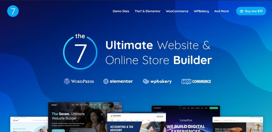 The7 WordPress theme in action
