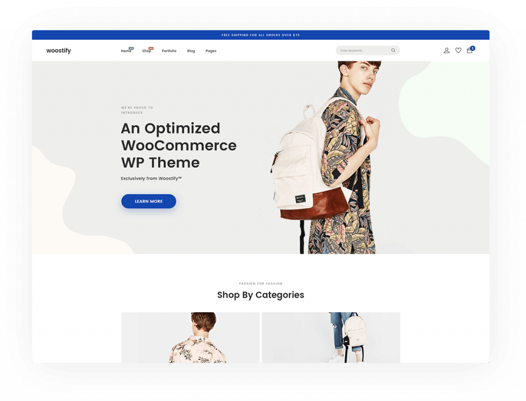 Woostify website homepage