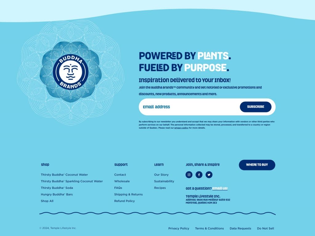 Buddha Brands' website footer design