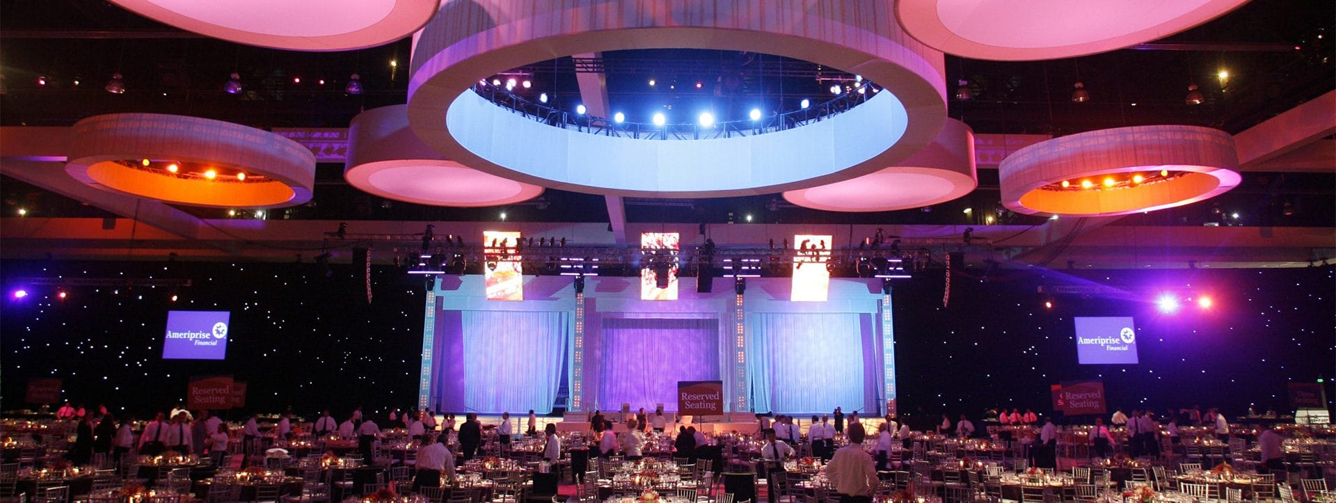 Colorful lighting in an event space