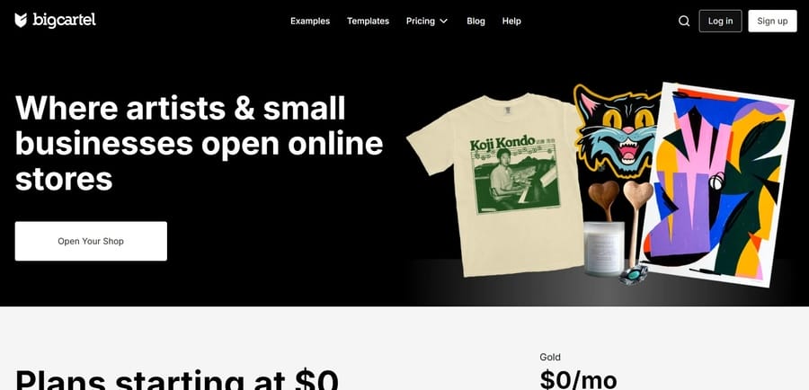 Big Cartel website screenshot