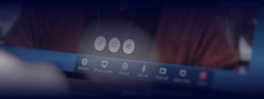 The bottom buttons of a video call screen