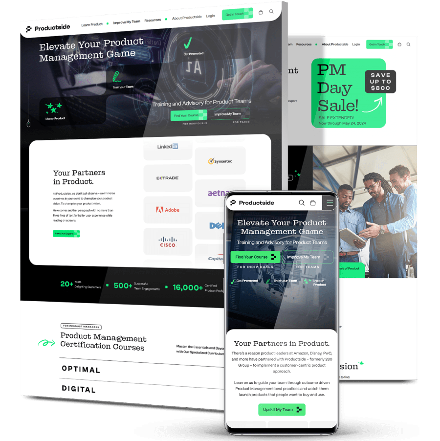 Productside's web design across multiple devices