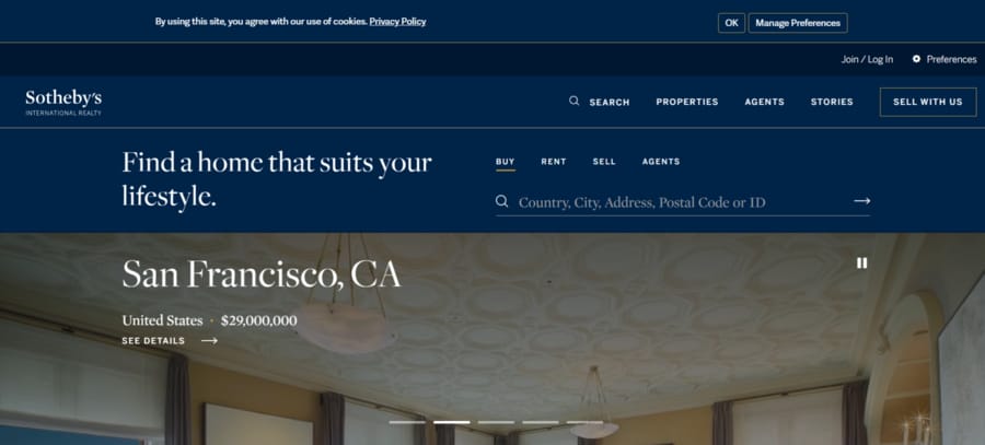 Sotheby’s International Realty website screenshot