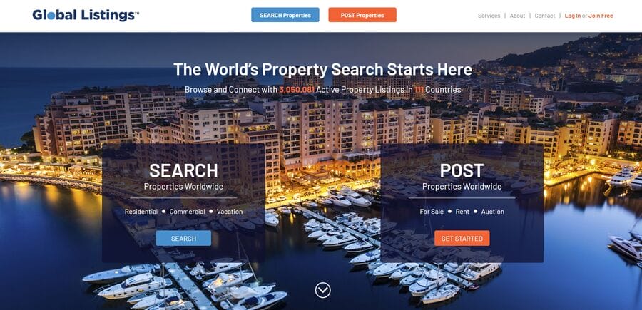 Global Listings website screenshot