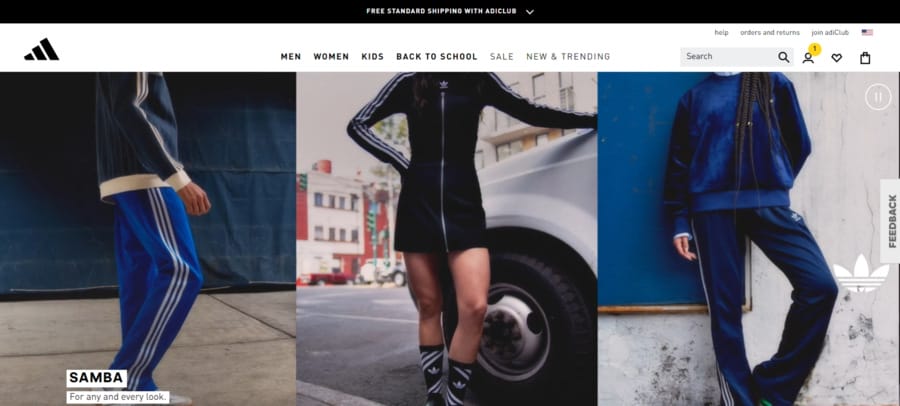 Adidas website screenshot