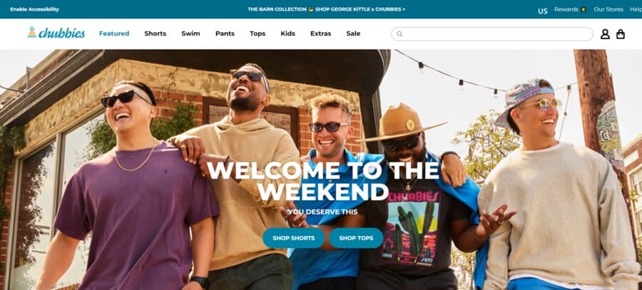 Chubbies website screenshot