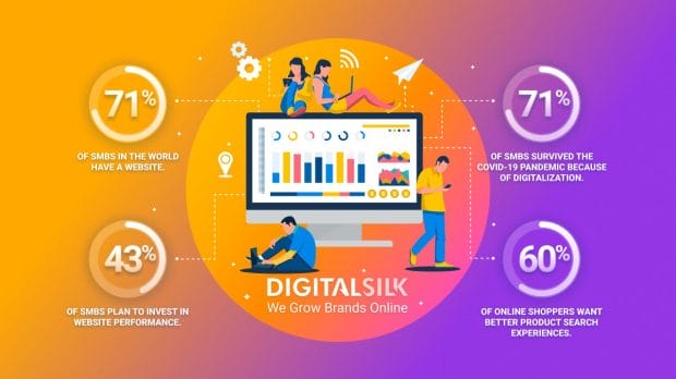 An infographic showing key smb website stats. Featured image for small business website statistics