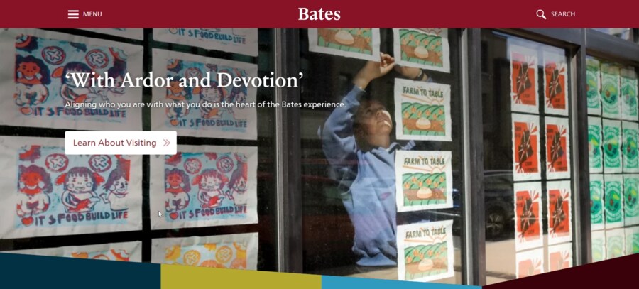 Bates College website screenshot