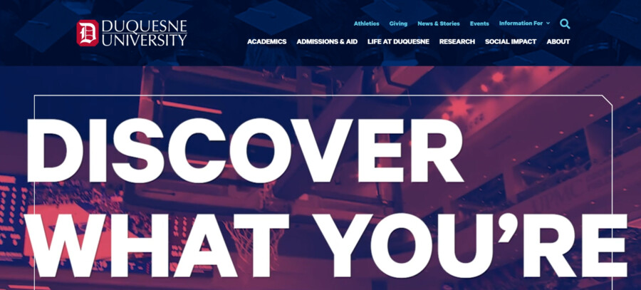 Duquesne University website screenshot