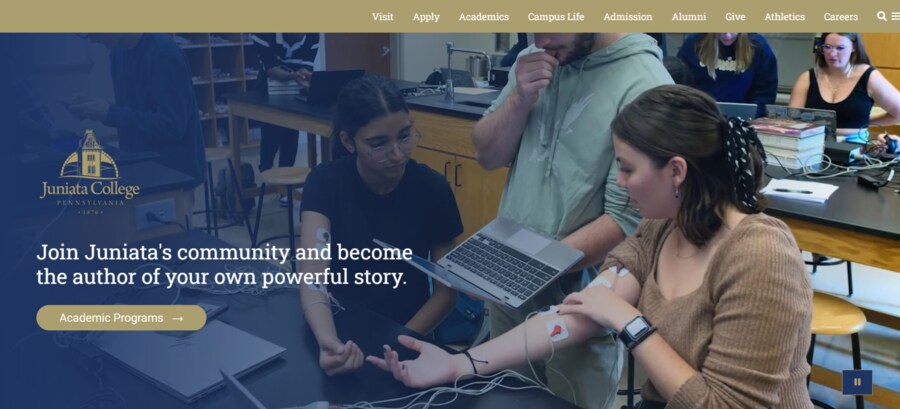 Juniata College website screenshot