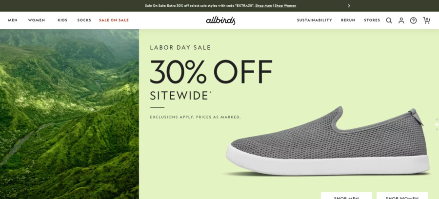 Allbirds website screenshot