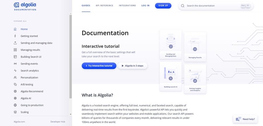 Algolia website screenshot
