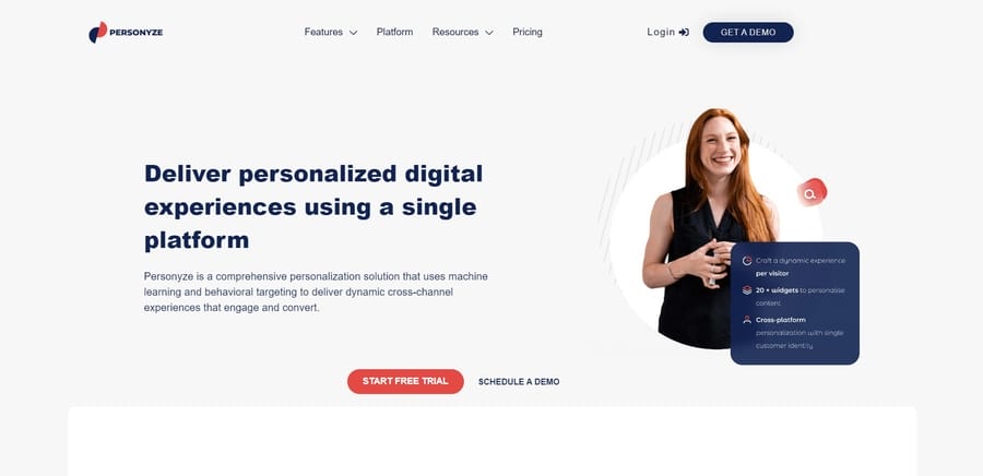 Personyze website screenshot