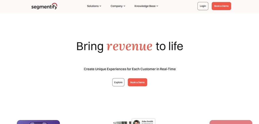 Segmentify website screenshot