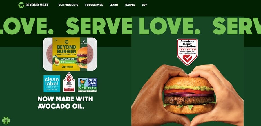 Beyond Meat website screenshot