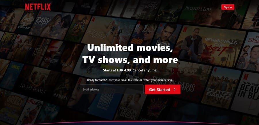 Netflix website screenshot