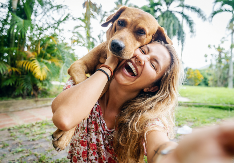 A woman with a dog