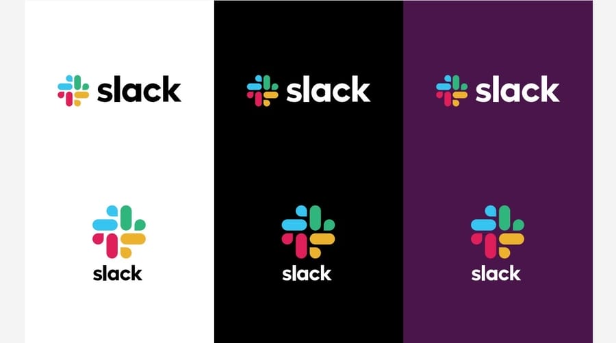 Slack website screenshot showing brand colors