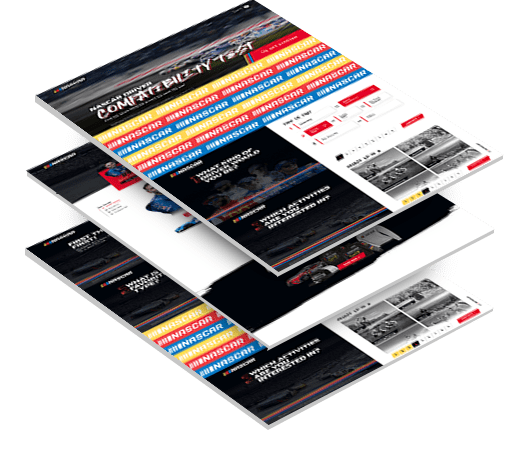 Three stacked images of Nascar's website design