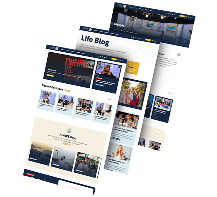 Three stacked images showing Lifestyle's website