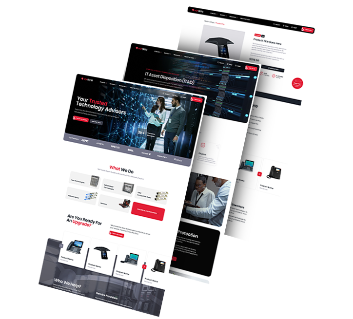 A collage of three images showing VarData's website pages