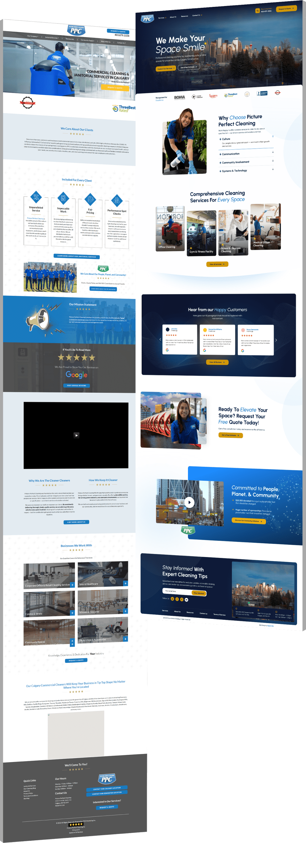 Image showing Picture Perfect Cleaning's before and after website design