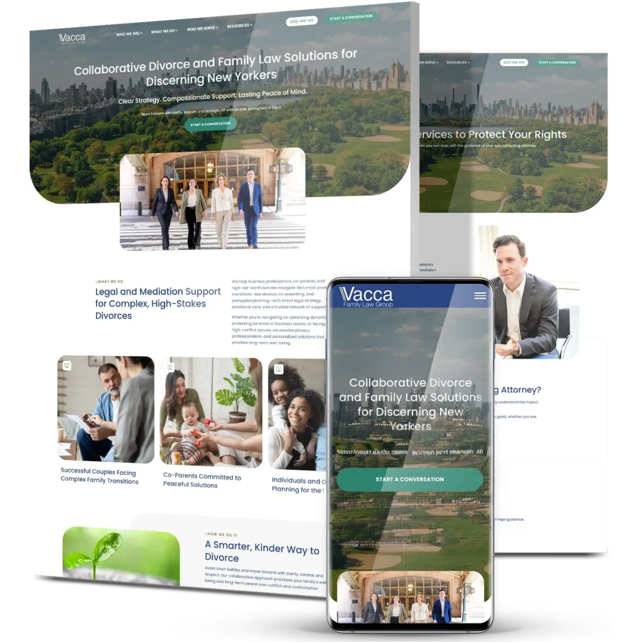 Image showing Vacca Family Law Group's website on different devices