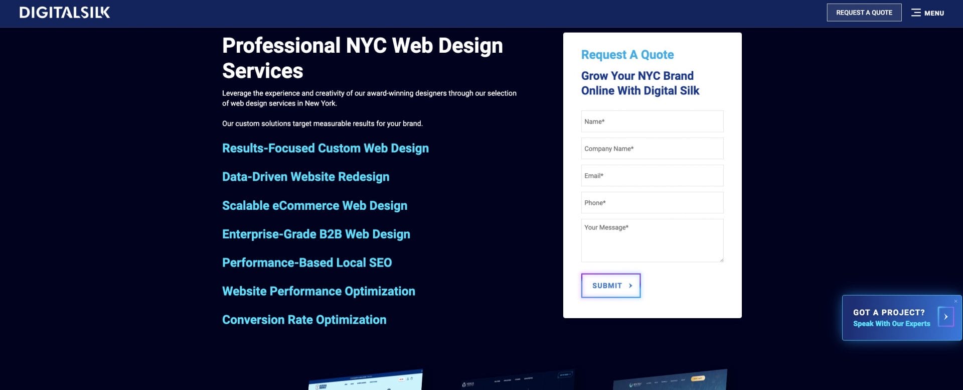 A screenshot of AK World's request a quote form CTA