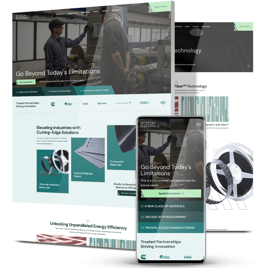 Image showing Boston Materials' website design