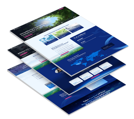 Three stacked images of H2 Compliance's website design
