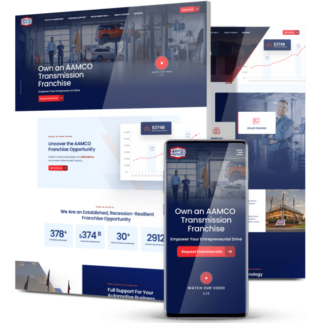 Image showing AAMCO's website design on desktop and mobile