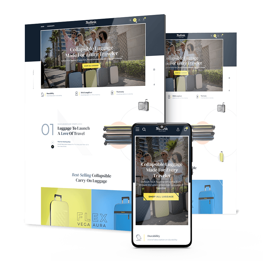 Image showing Rollink's website design on desktop and mobile