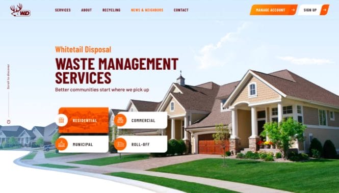 Whitetail Disposal website screenshot