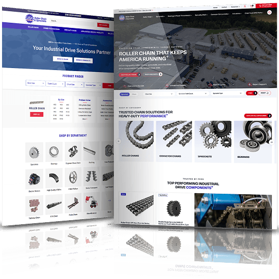 usa_roller_chain_before_after Image showing the before and after of USA Roller Chain's website design